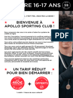 OFFRE 16-17 ANS: Bienvenue À Apollo Sporting Club !
