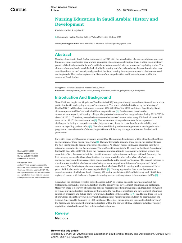 Nursing Education in Saudi Arabia History and Deve | PDF | Nursing ...
