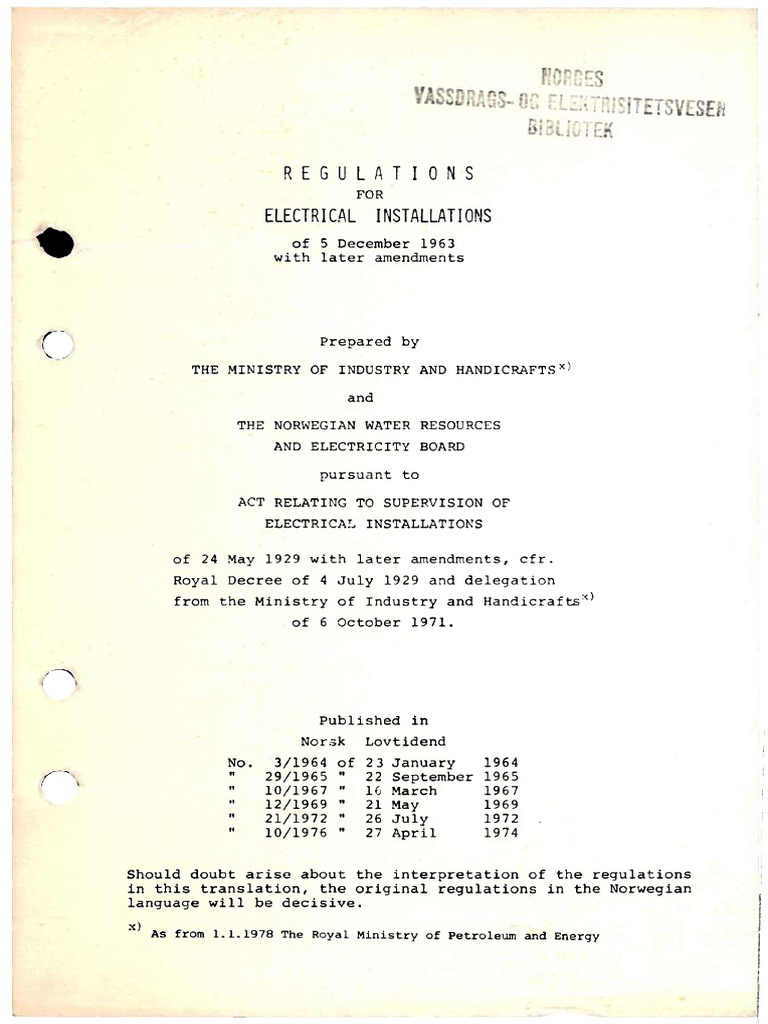 Regulations For Electrical Installations 1978 PDF Safety