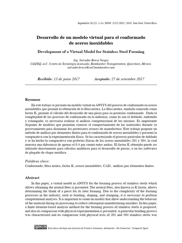 Desarrollo de Un Modelo Virtual para El Conformado | PDF | Método de ...