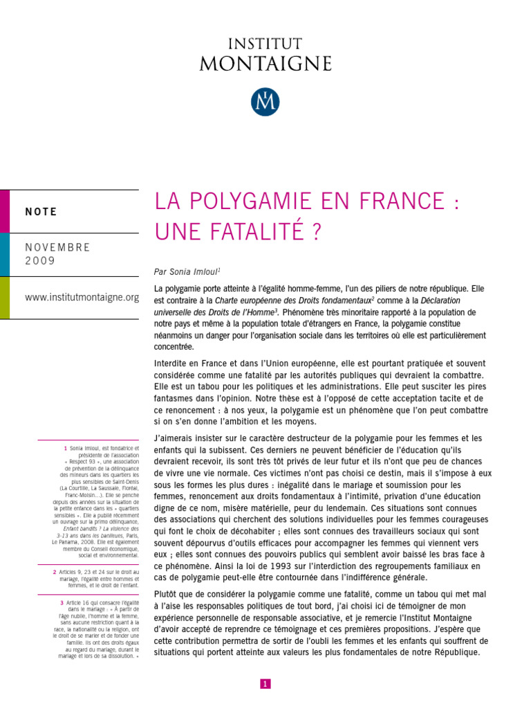 Polygamie en France : enjeux et solutions | PDF | Polygamie | France