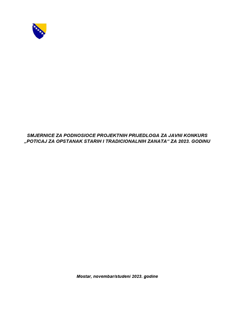 SMJERNICE Poticaj Za Opstanak Starih I Tradicionalnih Zanata | PDF