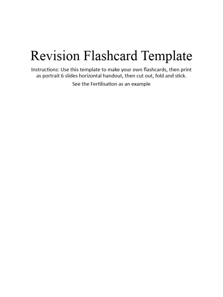 Revision Flashcard Template PDF