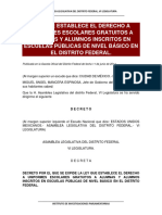 Ley Que Establece El Derecho A Uniformes Escolares Gratuitos A Alumnas y Alumnos Inscritos en Escuelas Publicas de Nivel Basico en El Distrito Federal