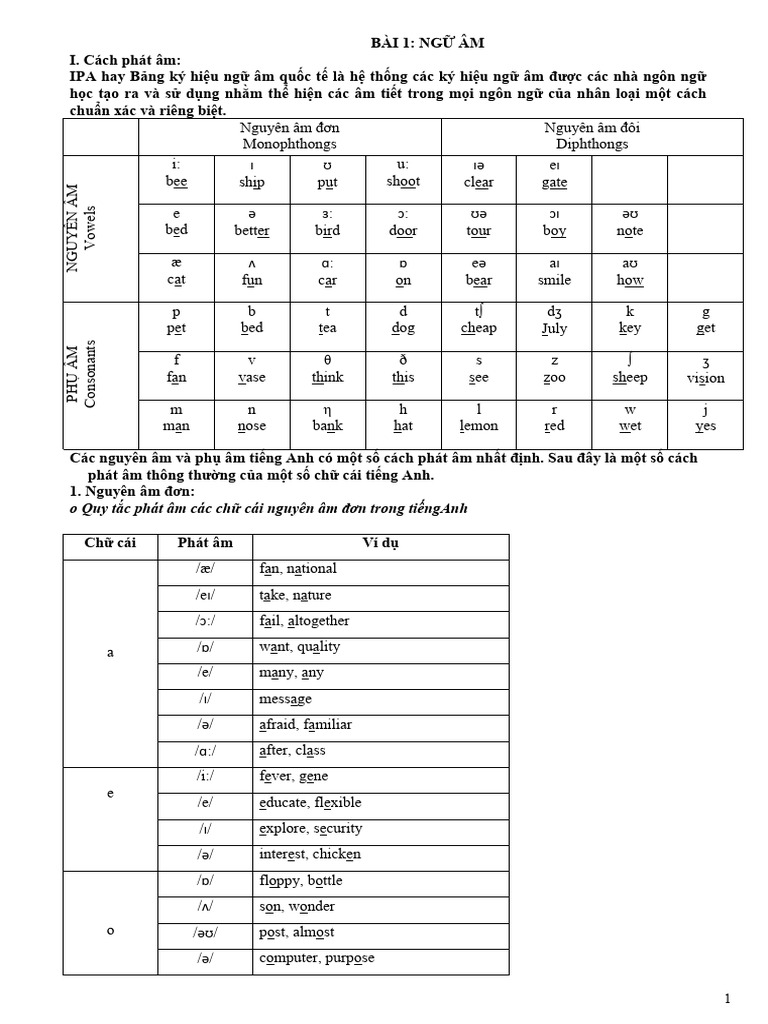 BÀI 1-NG ÂM - in Cho Hs | PDF