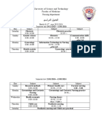 University of Science and Technology Faculty of Medicine Nursing Department