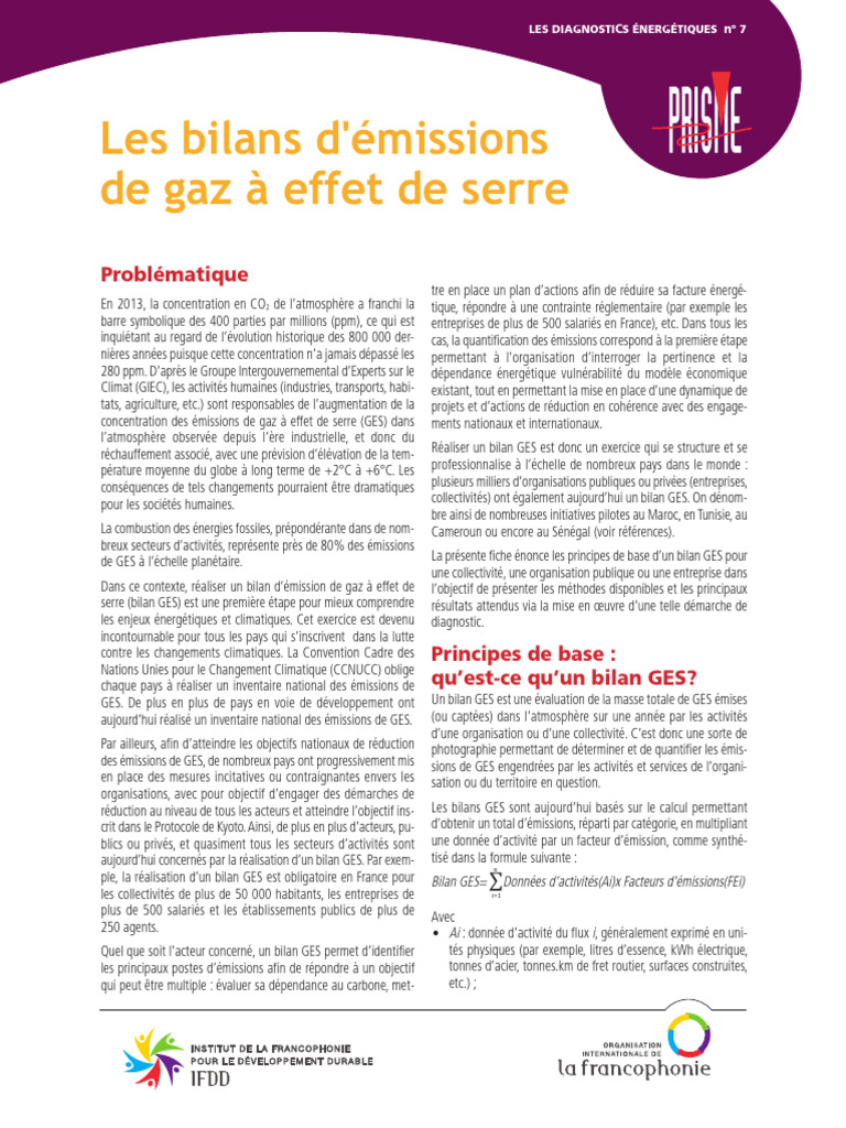 Bilan GES : Principes et Méthodes | PDF | Gaz à effet de serre ...