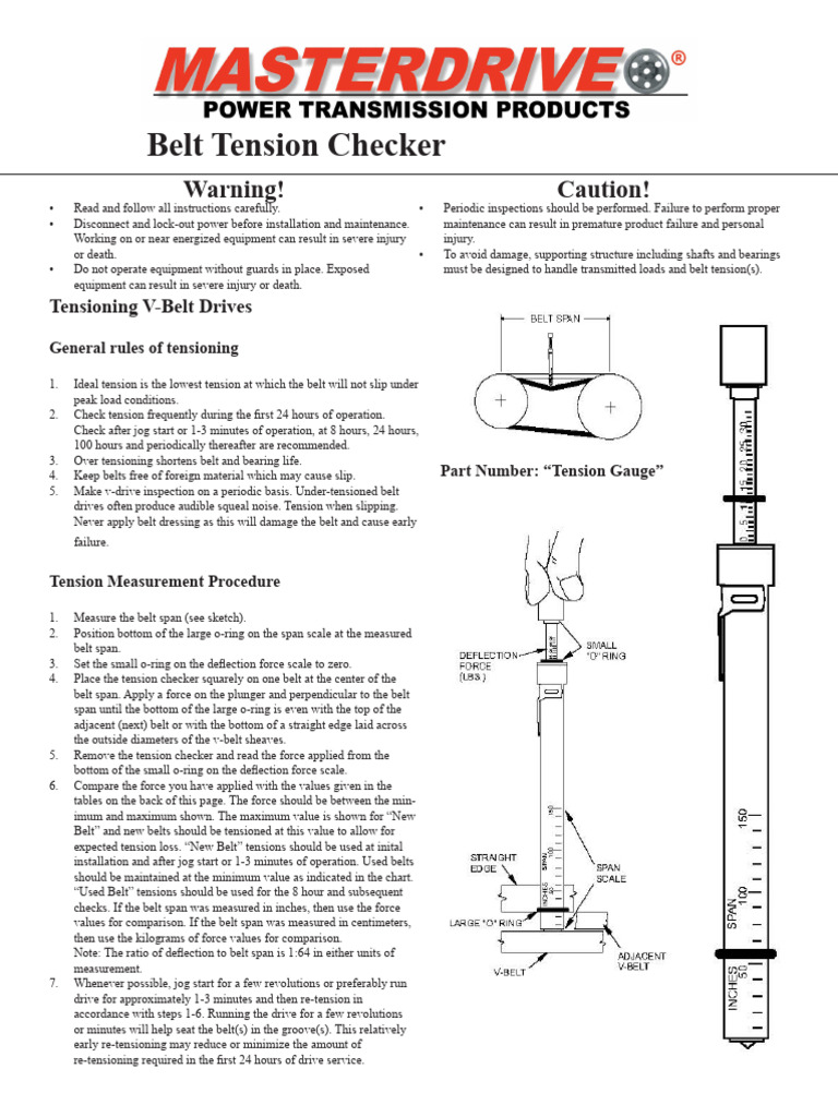 Belt Tension Gauge Instructions PDF Belt (Mechanical) Mechanics