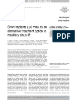 Short Implants ( 6 MM) As An Alternative Treatment Option To Maxillary Sinus Lift