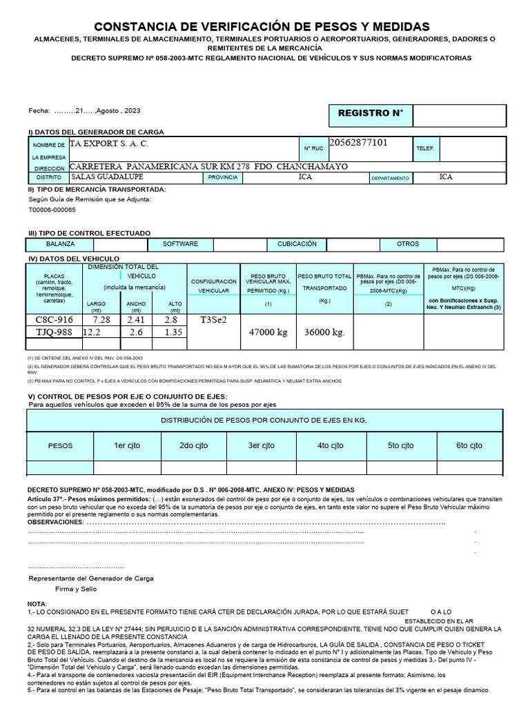 Constancia Verificacion Pesos Medidas-2 TAEX | Descargar gratis PDF ...