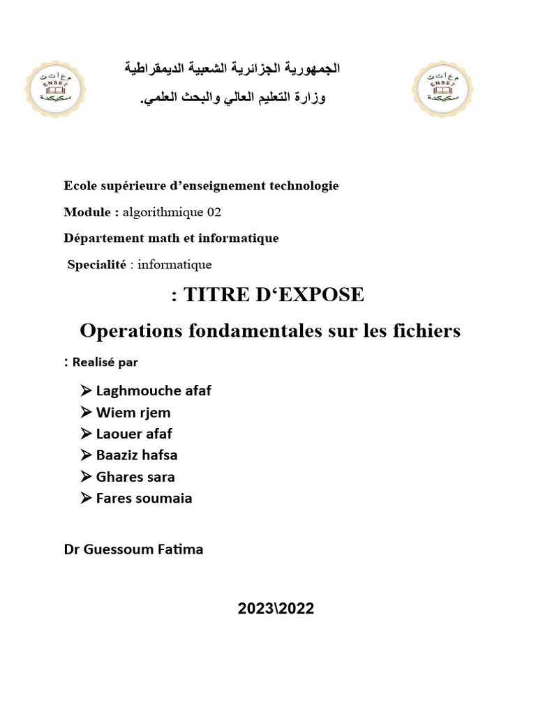 Opérations sur fichiers en C | PDF | Fichier informatique | Sauvegarde ...