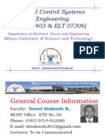 Digital Control Systems Engineering (EE - 8403 & ELT 07306) : Mbeya University of Science and Technology
