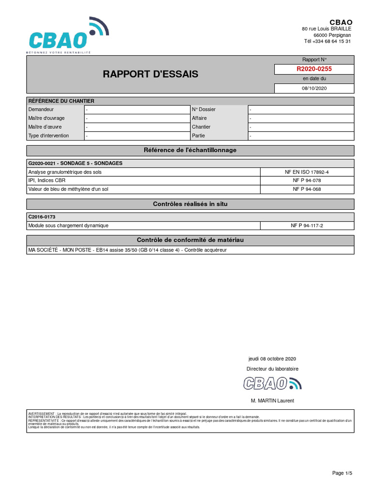 Rapport d'essais granulométriques sols | PDF | Matériaux | Secteur ...