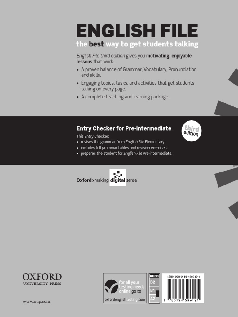 English File for Pre-Intermediate Students | PDF | Verb | Grammatical ...
