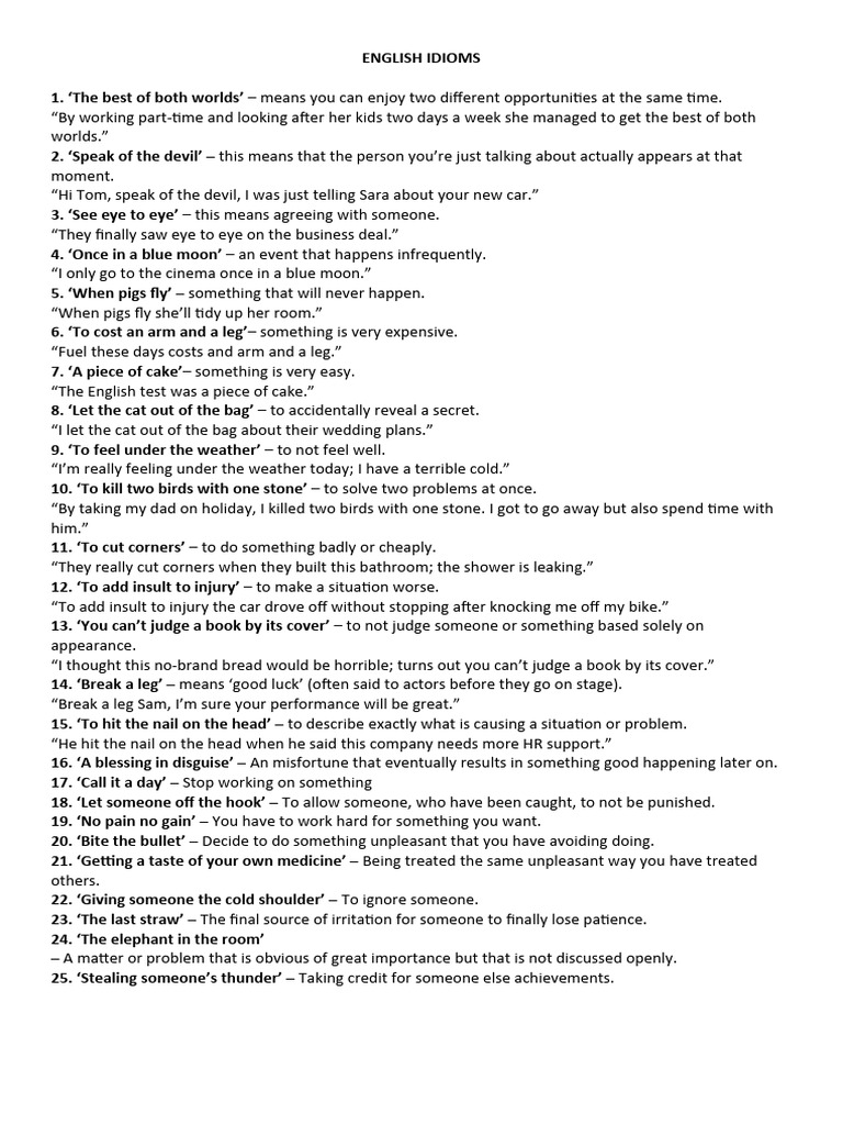 English Idioms | PDF