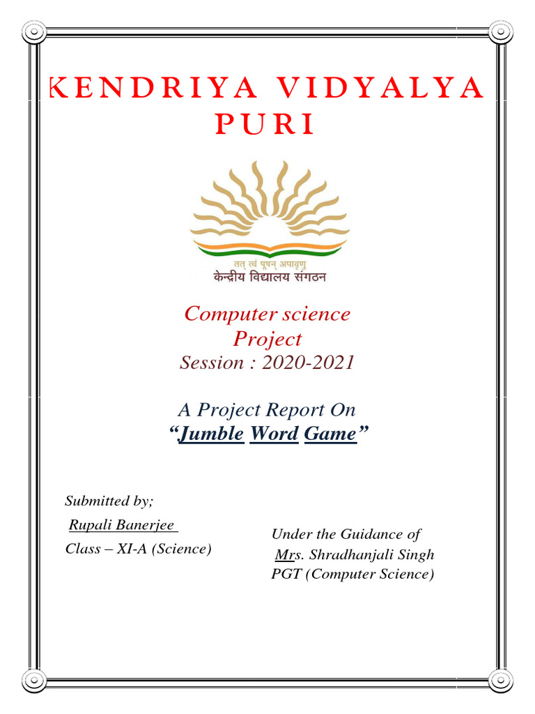 Jumble Word Game Project Report | PDF | My Sql | Python (Programming ...