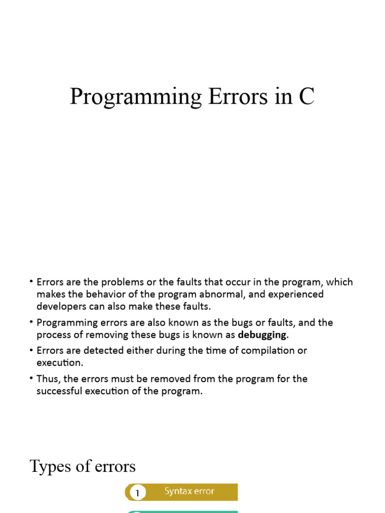 Programming Errors in C | PDF | Software Bug | Computer Program