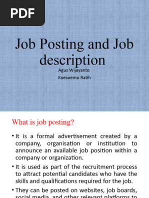10. Job Posting and Job description