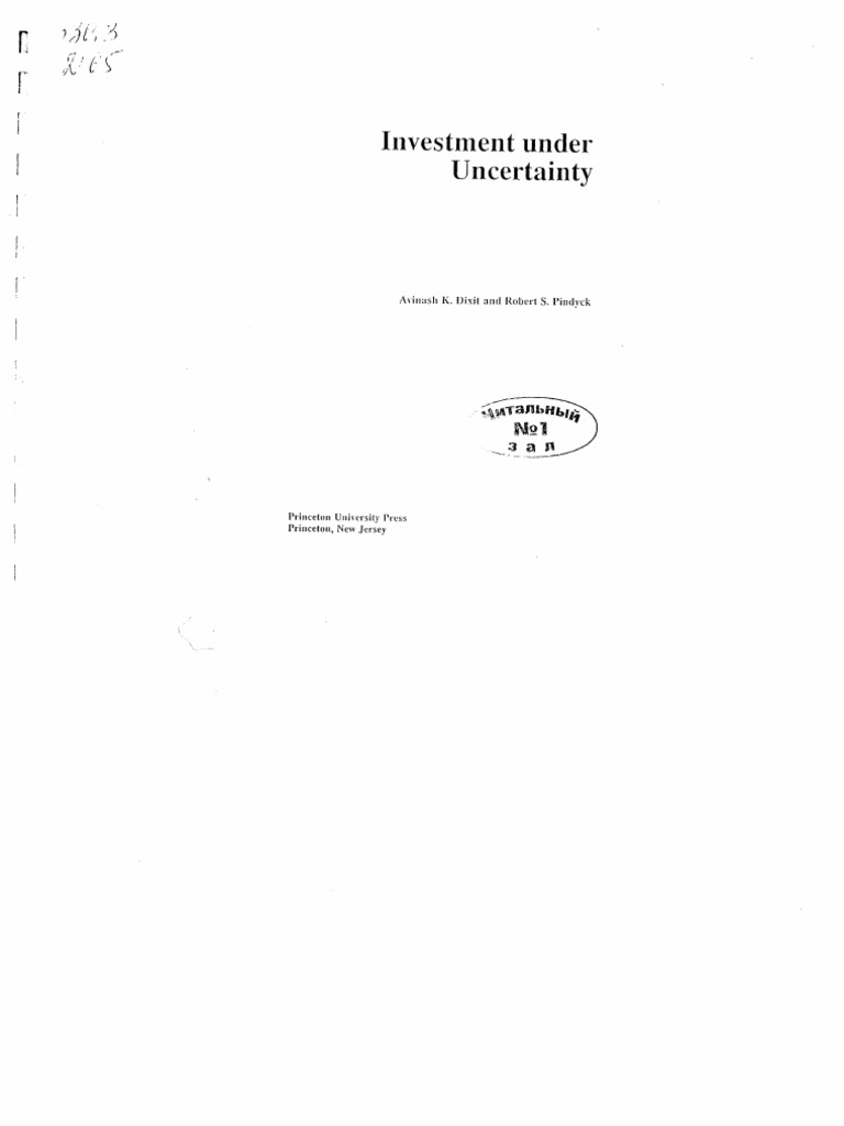 ビジネス・経済 INVESTMENT UNDER UNCERTAINTY Amazon.com: Investment under Uncertainty: 9780691034102