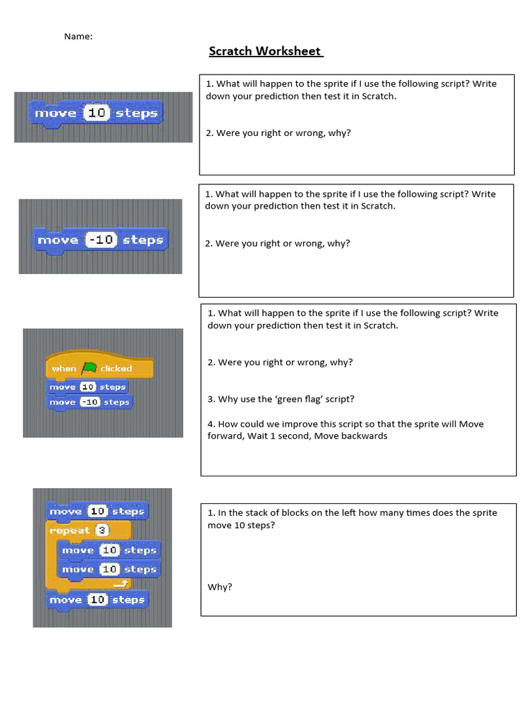 Scratch-Prediction-Worksheet- 3 | PDF