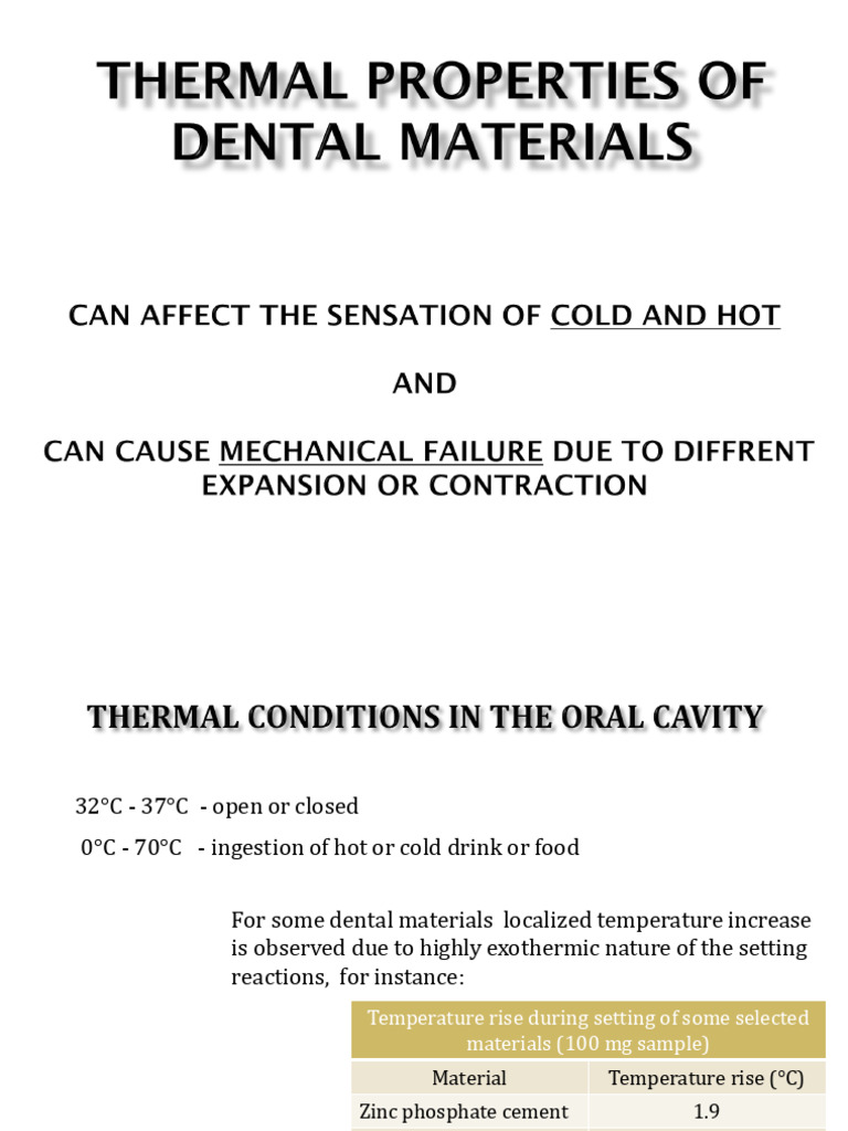 2 Thermal Properties of Dental PDF Dental Material Physical Sciences