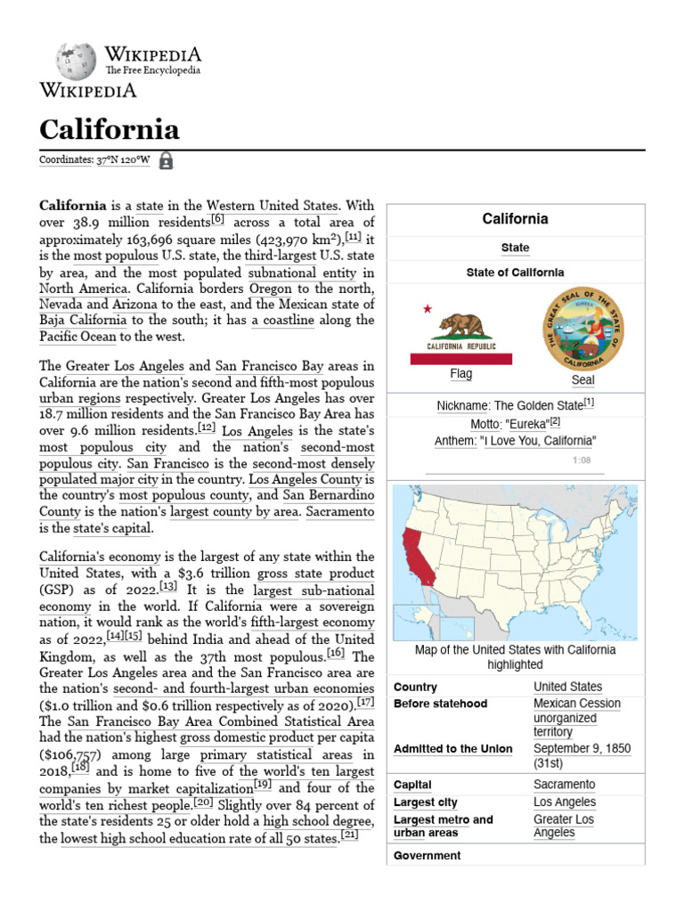 Overview of California's Geography and Economy | PDF | California