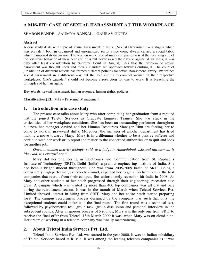 Workplace Harassment in India | PDF | Sexual Harassment