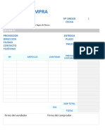 Planilla de Excel de Orden de Compra