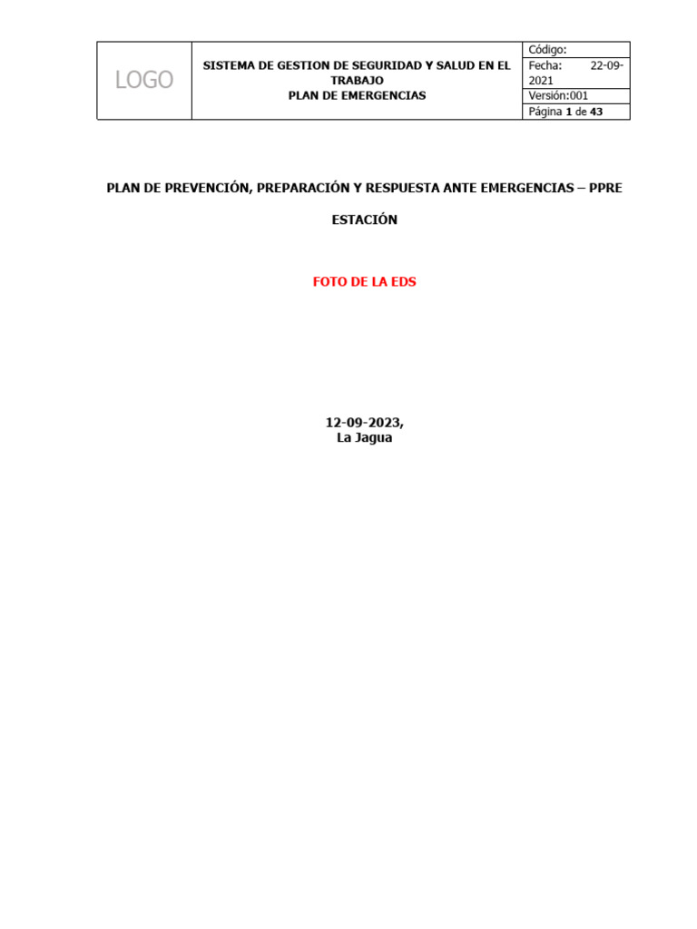 Plan de Emergencias y Evacuación | PDF | Seguridad y salud ocupacional ...