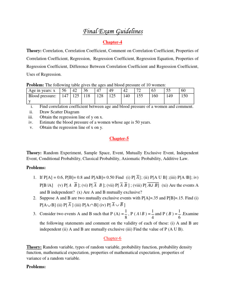 Theory and Problems For The Final Exam - 1 | PDF | Regression Analysis ...