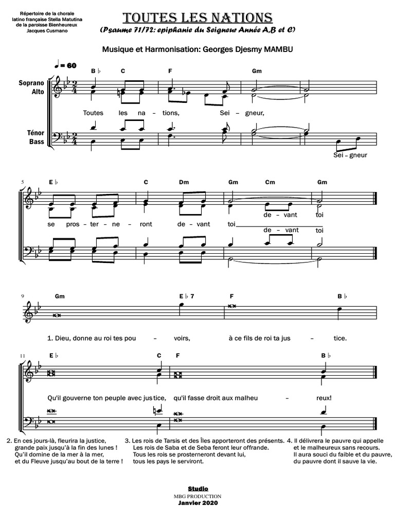 PSAUME - 71 (72) EPIPHANIE ANNEE A, B Et C TOUTES LES NATIONS | PDF