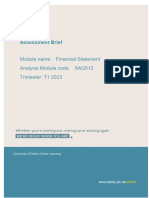 6AG512 Financial Statement Analysis Assignment Brief 2023 