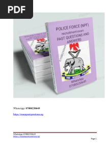 Police Force NPF Exam Past Questions and Answers