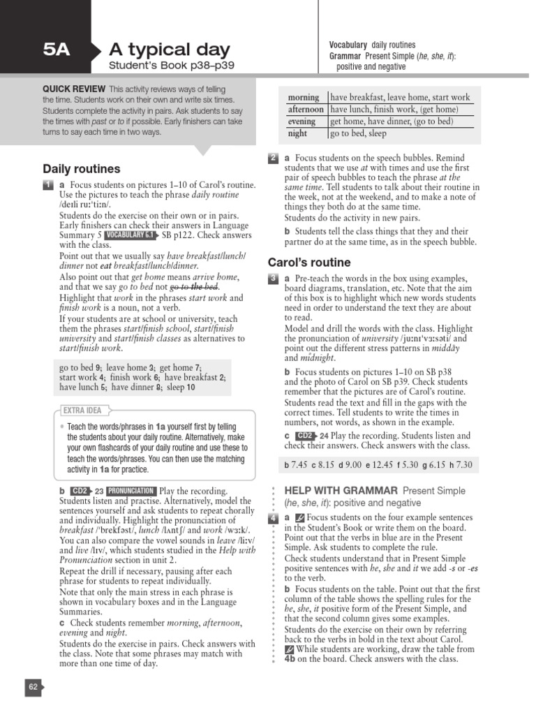 Daily Routines and Present Simple Practice | PDF | Question | Stress ...