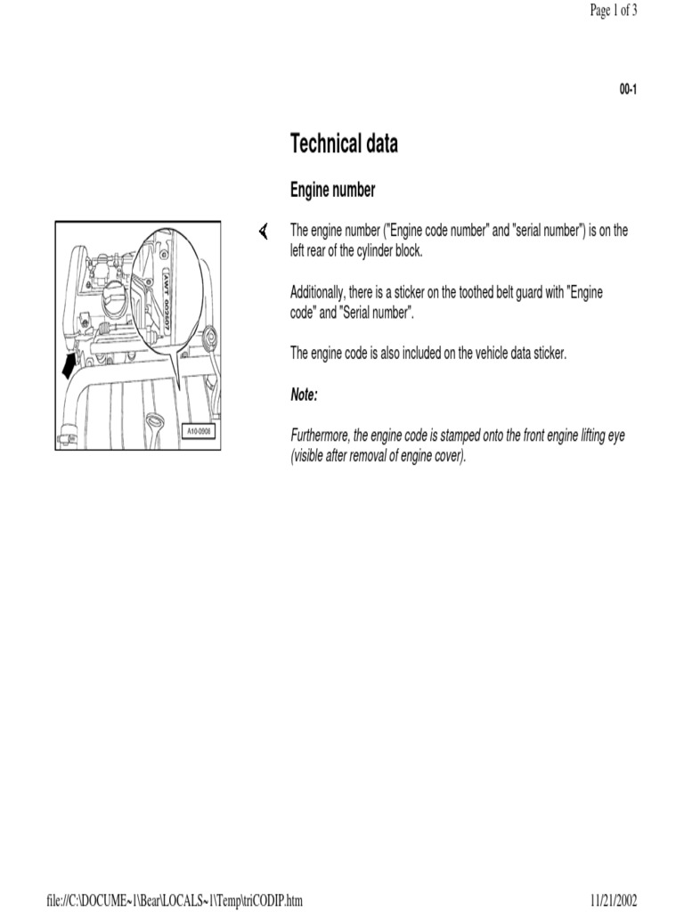 00-1 Technical Data | PDF | Internal Combustion Engine | Vehicle Parts