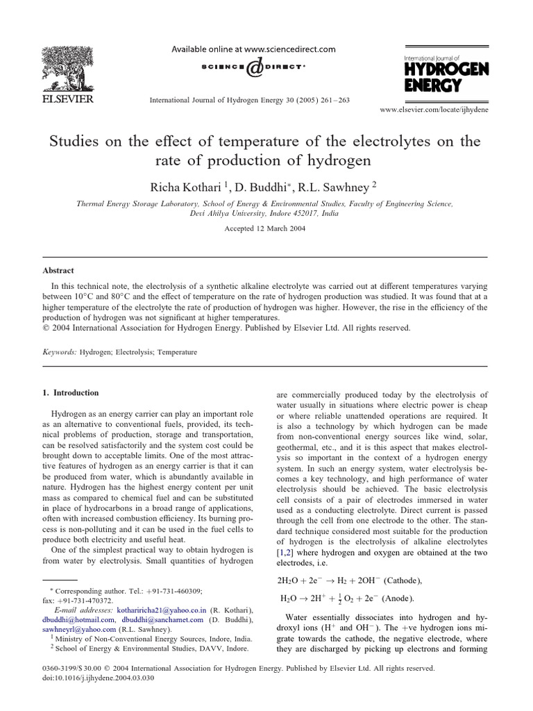 Effect of Electrolyte Temperature on Hydrogen Production | PDF ...