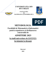 FMI Metodologie Admitere Licenta ID 2023