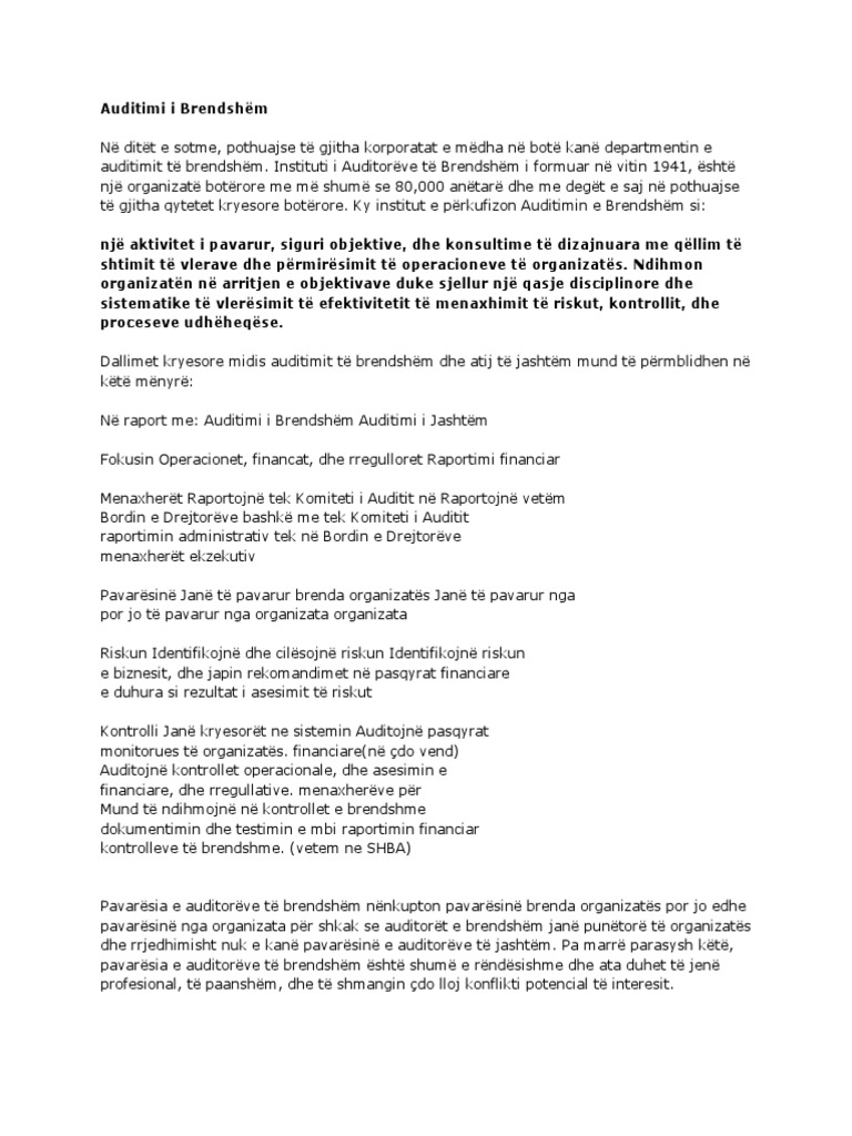 Auditimi I Brendshëm Net | PDF