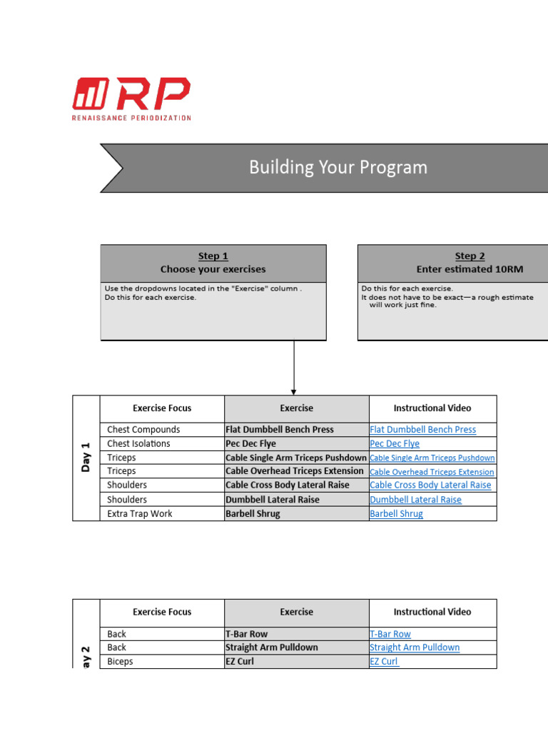 4-Day Male Bodybuilding Routine | PDF | Strength Training ...