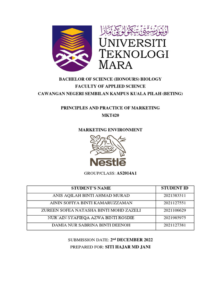 Group Assignment 1 Mkt420 Pdf Marketing Nestlé