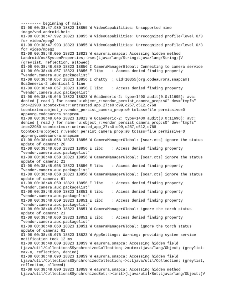 Camera Service Access Errors Log | PDF | System Software | Computer ...