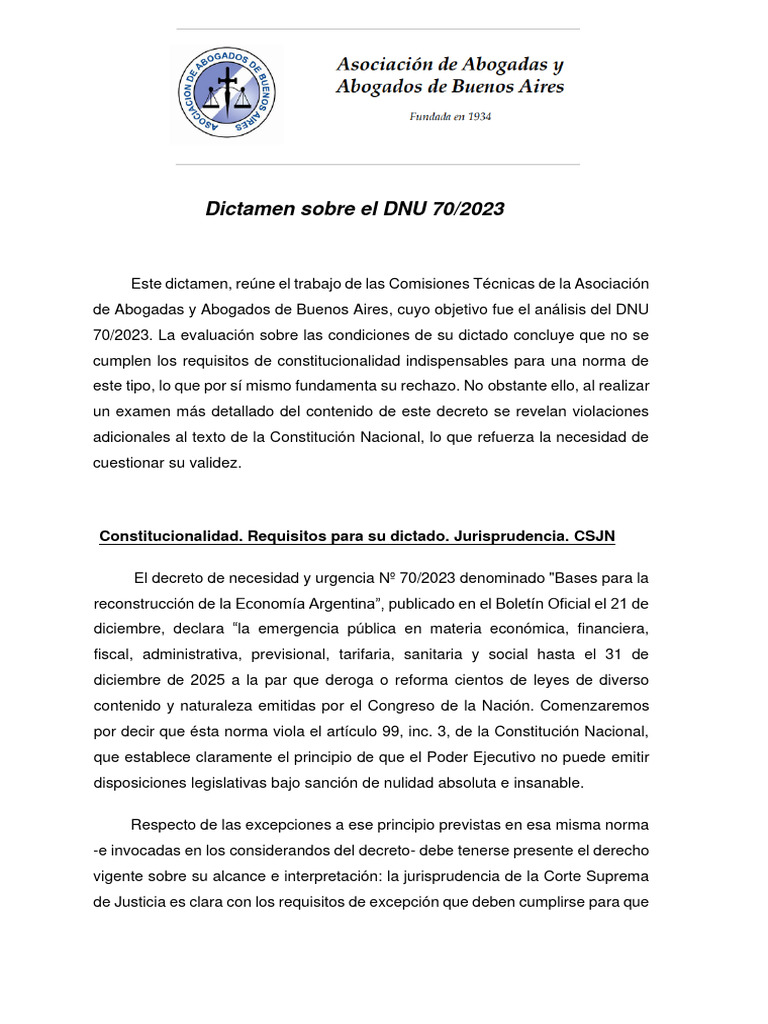 Dictamen Dnu Aaba | PDF | Derecho laboral | Justicia
