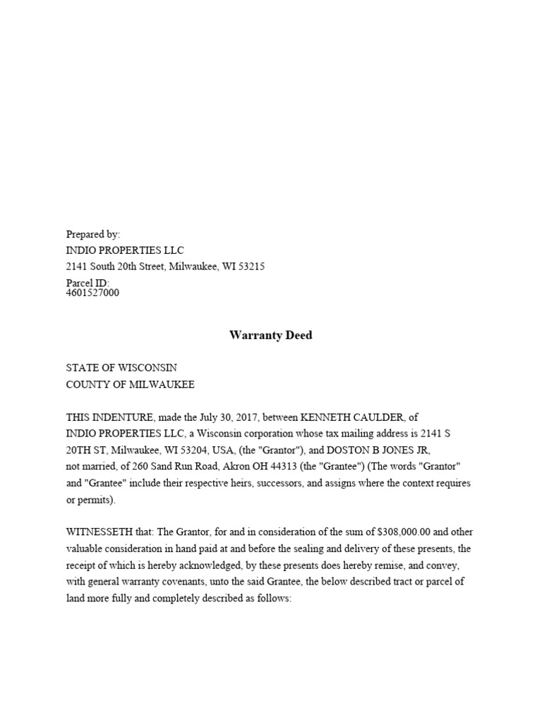 Warranty Deed WI D | PDF | Deed | Real Property Law