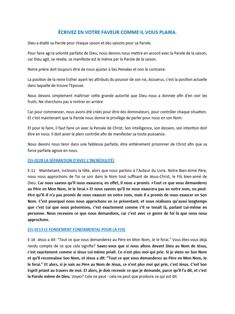 Écrivez en votre faveur par la foi | PDF | Rédemption (Théologie) | Dieu