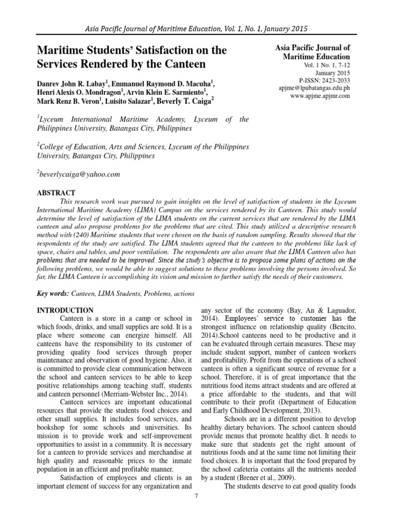 maritime-studentsrsquo-satisfactiononthe-services-renderedbythe-canteen