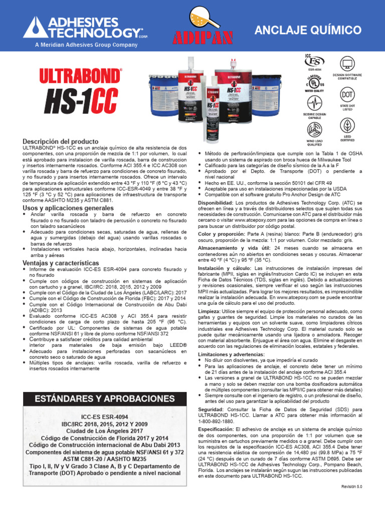 Ultrabond HS 1CC PDF Hormigón Agua