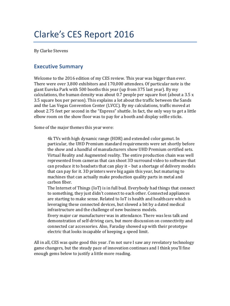 CES 2016 Tech Trends Report | PDF | Oled | Liquid Crystal Display