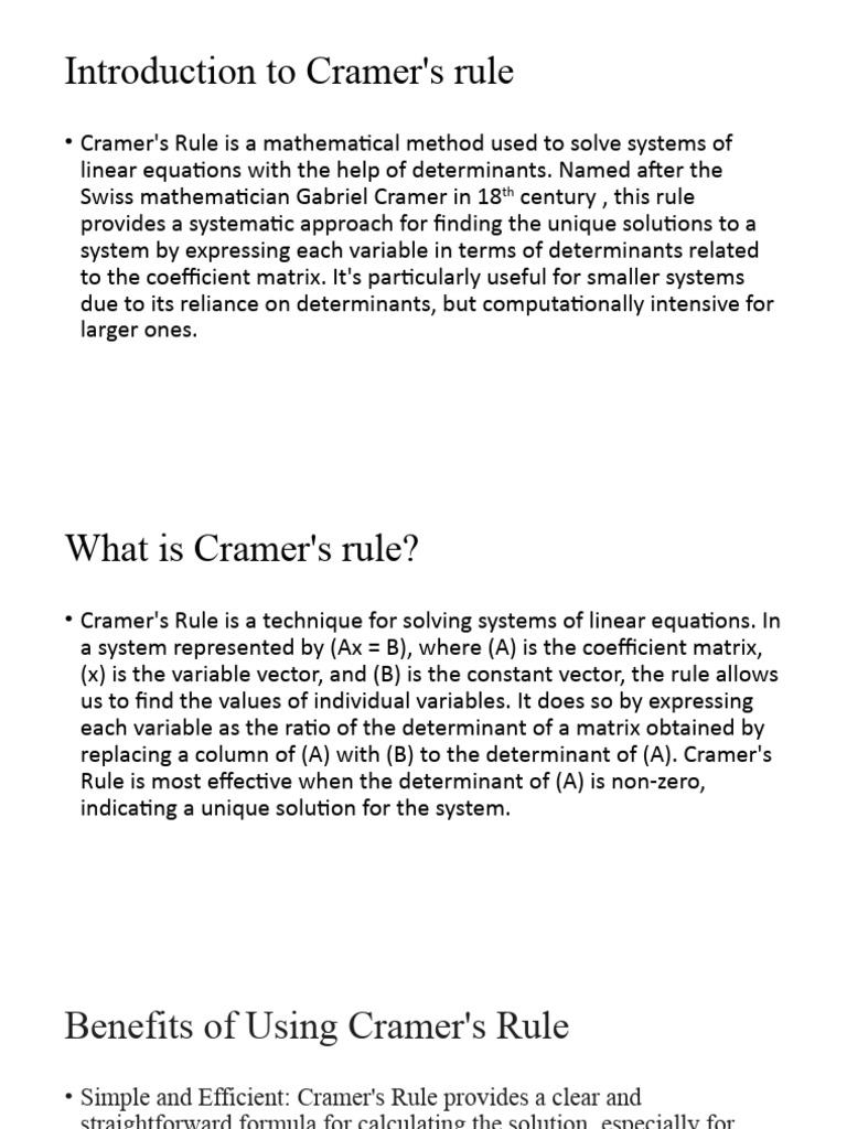 Introduction to Cramer's rule PDF