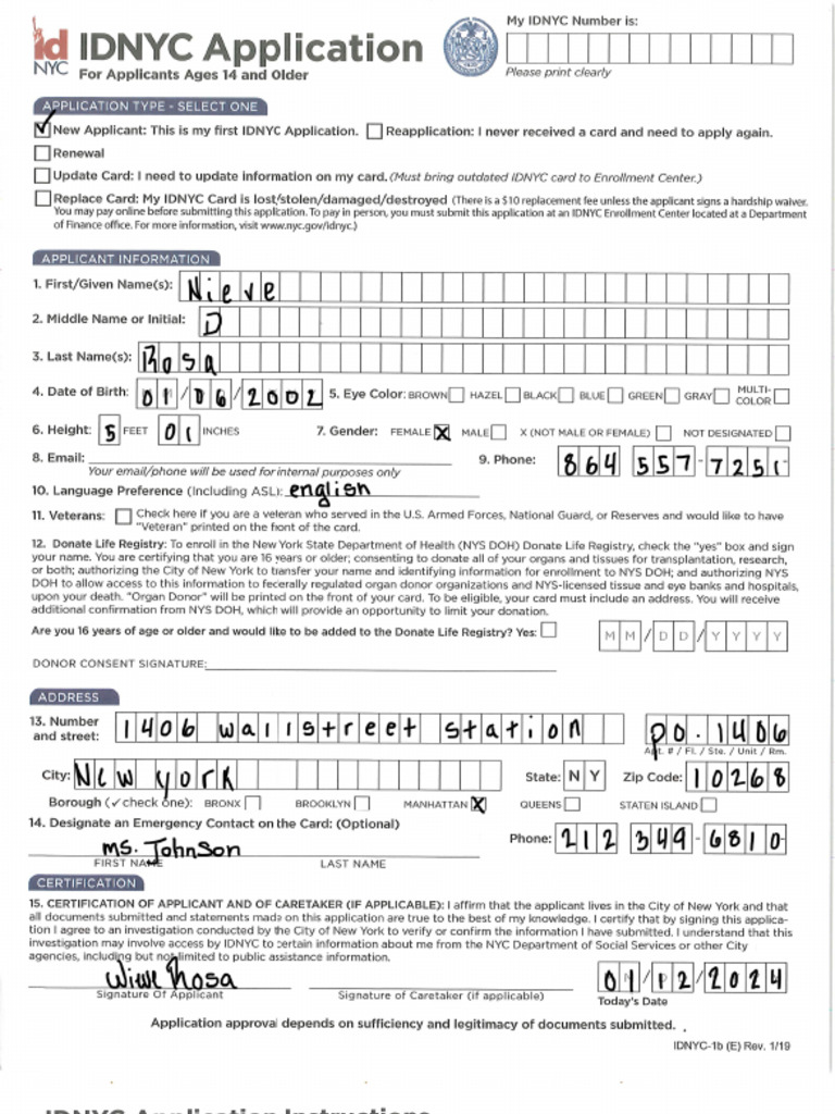 IDNYC Application | PDF