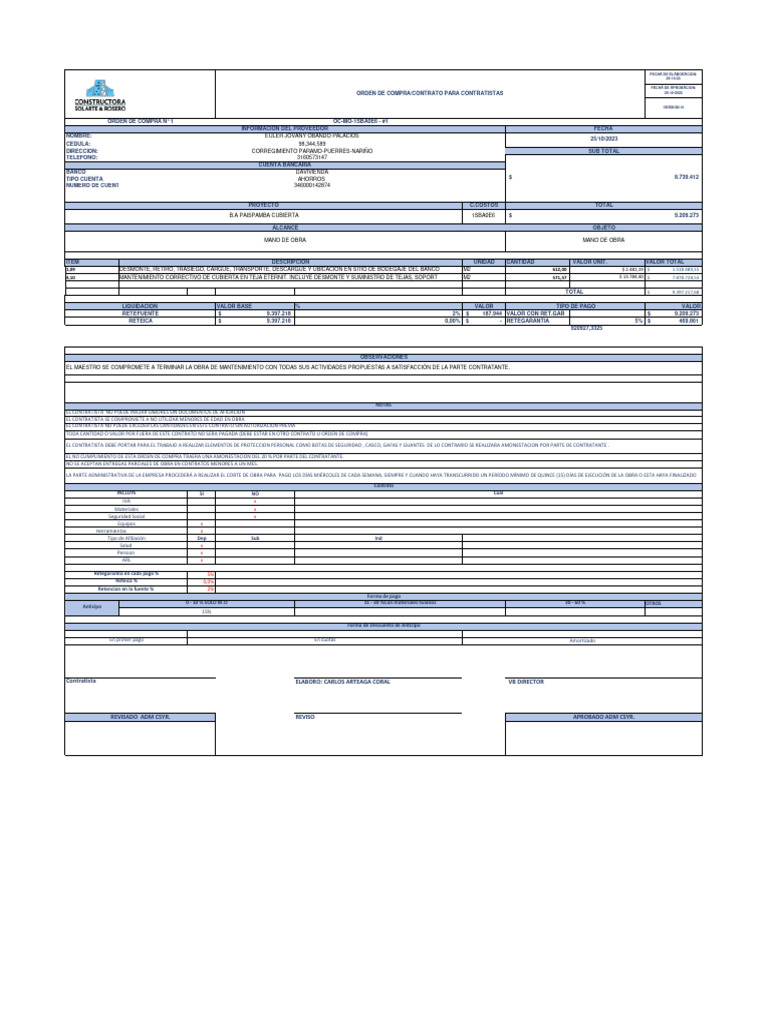 Orden de Compra y Contrato de Servicios | PDF